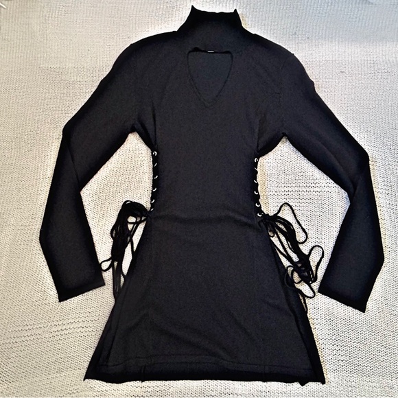 Dark Academia Long Sleeve Goth Mini Dress - Picture 15 of 16